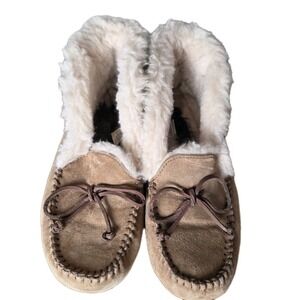 ugg alena bootie slippers womens sheepskin mocassin tan suede size 6